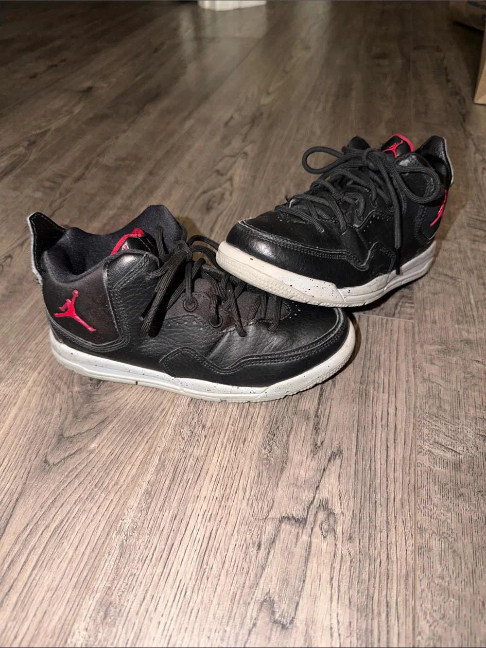 Jordan Kids Black Sneakers with Red Jumpman Accent 13 C